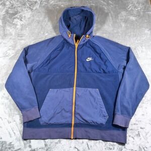 Nike Polar Fleece Tracksuit Jacket Mens XXL Blue Orange Zipper Contrast Hoodie